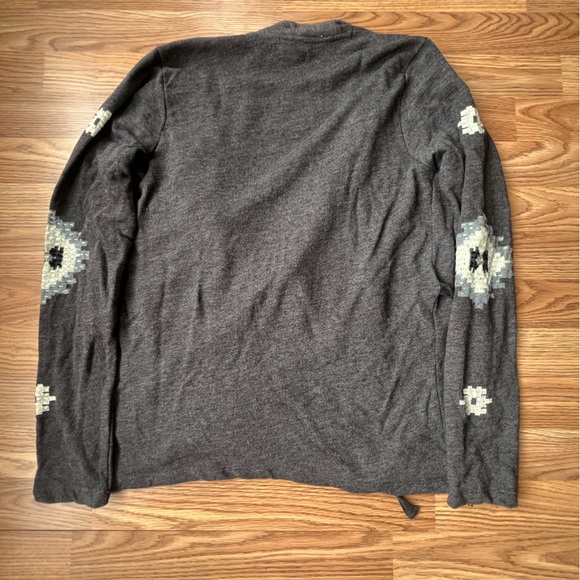 Lucky Bliss Open Front Cardigan Gray Cream Aztec Pattern women’s medium - Picture 9 of 9